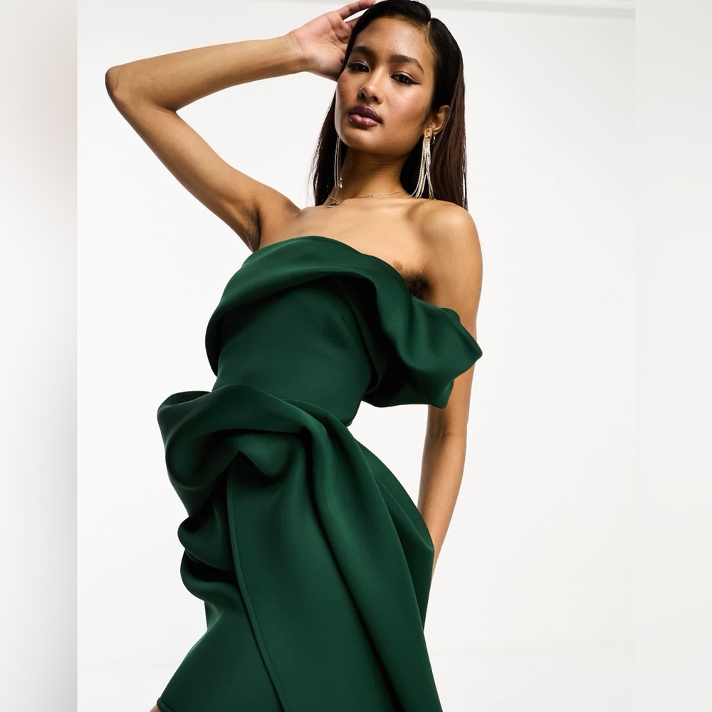 ASOS Sculpted Evening Dress in Forest Green
